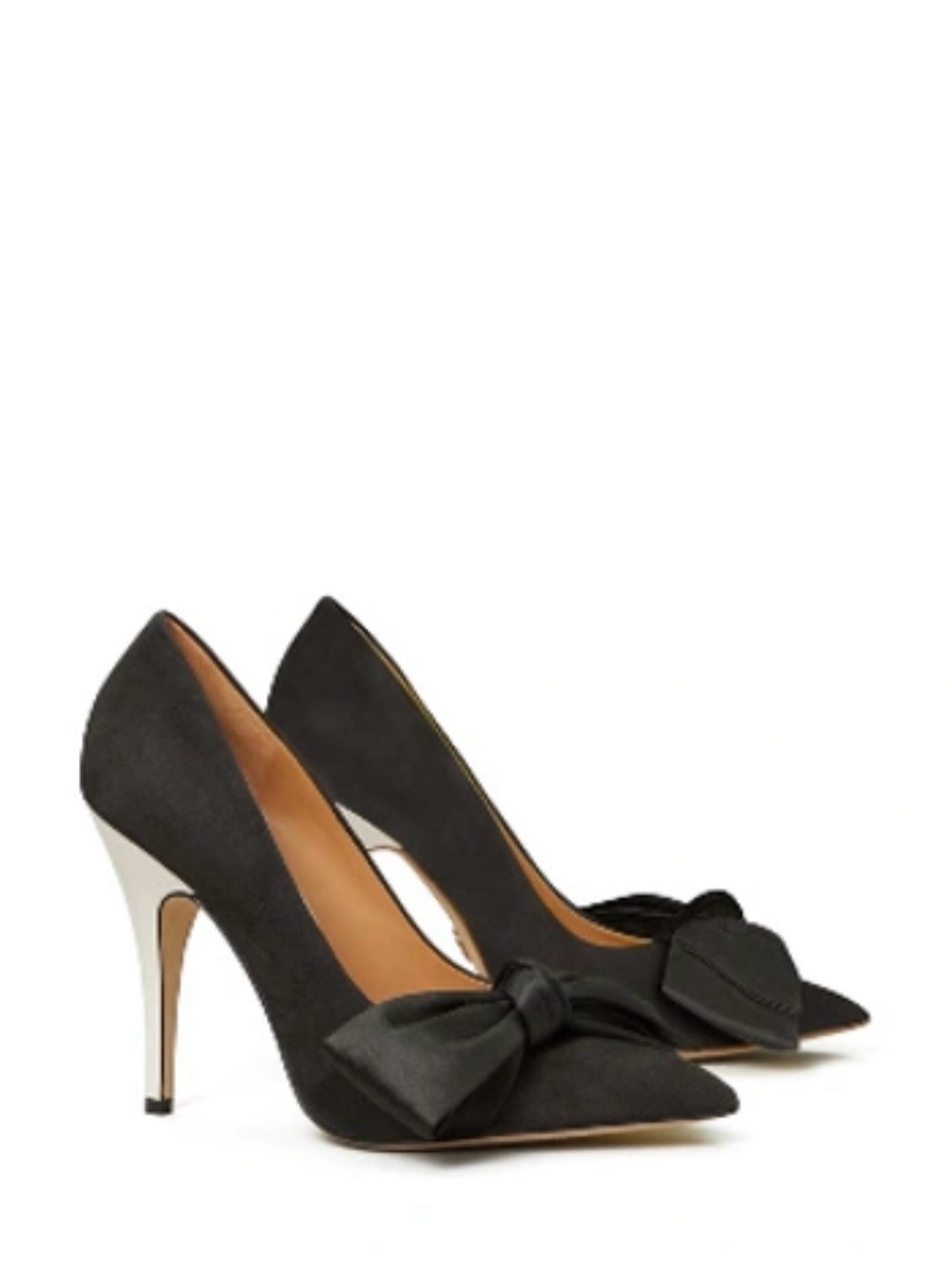 Tory Burch Black Pointed-Toe Bow High Heels